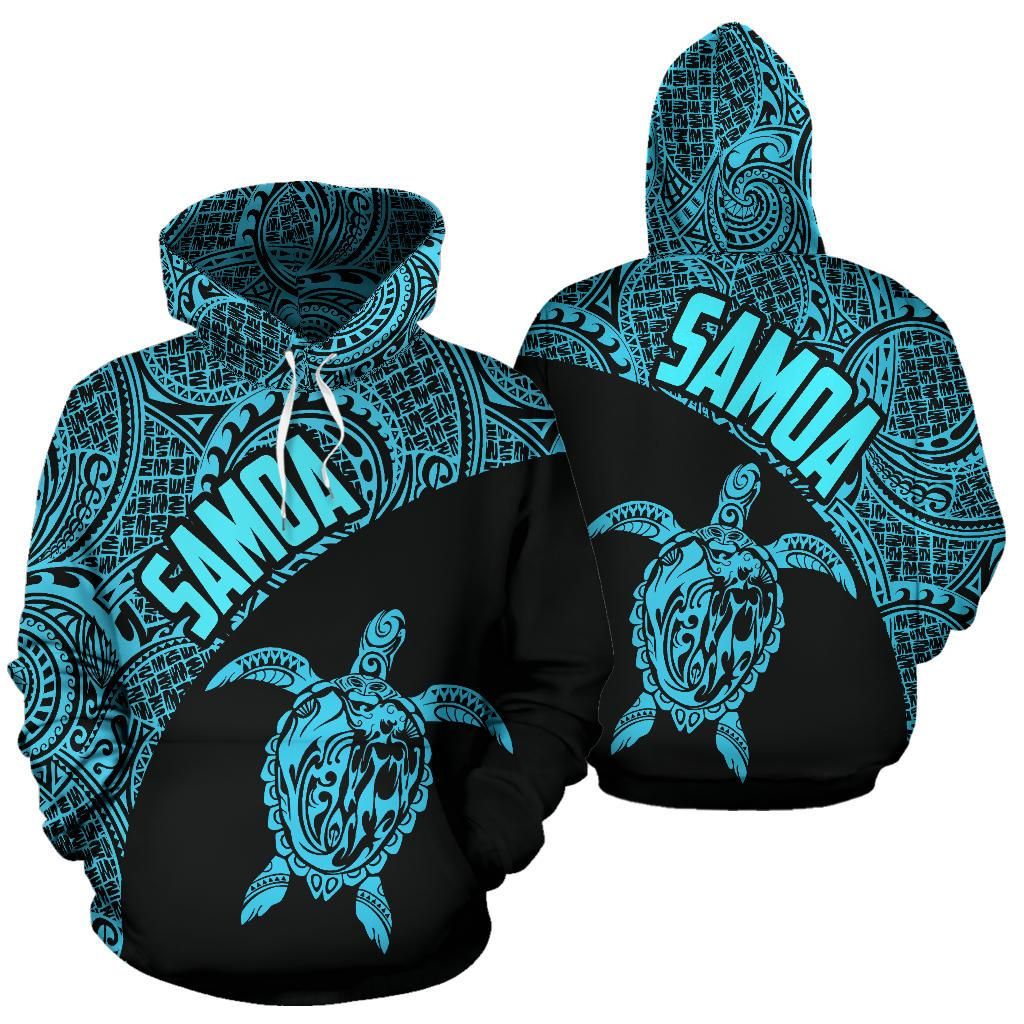 Samoa Hoodie - Samoa Turtle Mermaid Polynesian Tattoo Blue