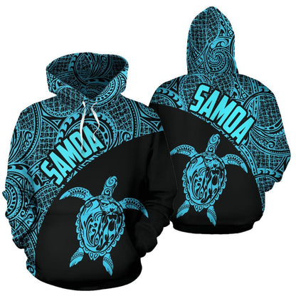 Samoa Hoodie - Samoa Turtle Mermaid Polynesian Tattoo Blue