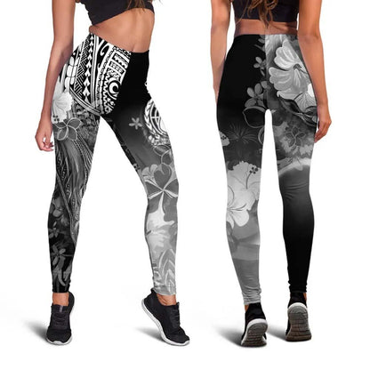Samoa Legging - Humpback Whale with Tropical Flowers (White)