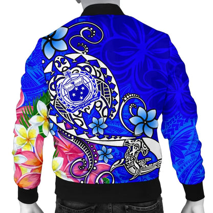 Samoa Bomber Jacket - Turtle Plumeria (Blue)