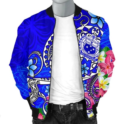 Samoa Bomber Jacket - Turtle Plumeria (Blue)