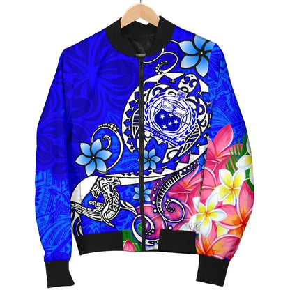 Samoa Bomber Jacket - Turtle Plumeria (Blue)