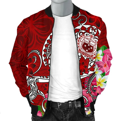 Samoa Bomber Jacket - Turtle Plumeria (Red)