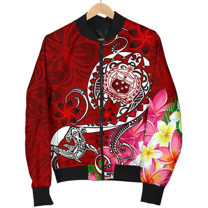 Samoa Bomber Jacket - Turtle Plumeria (Red)
