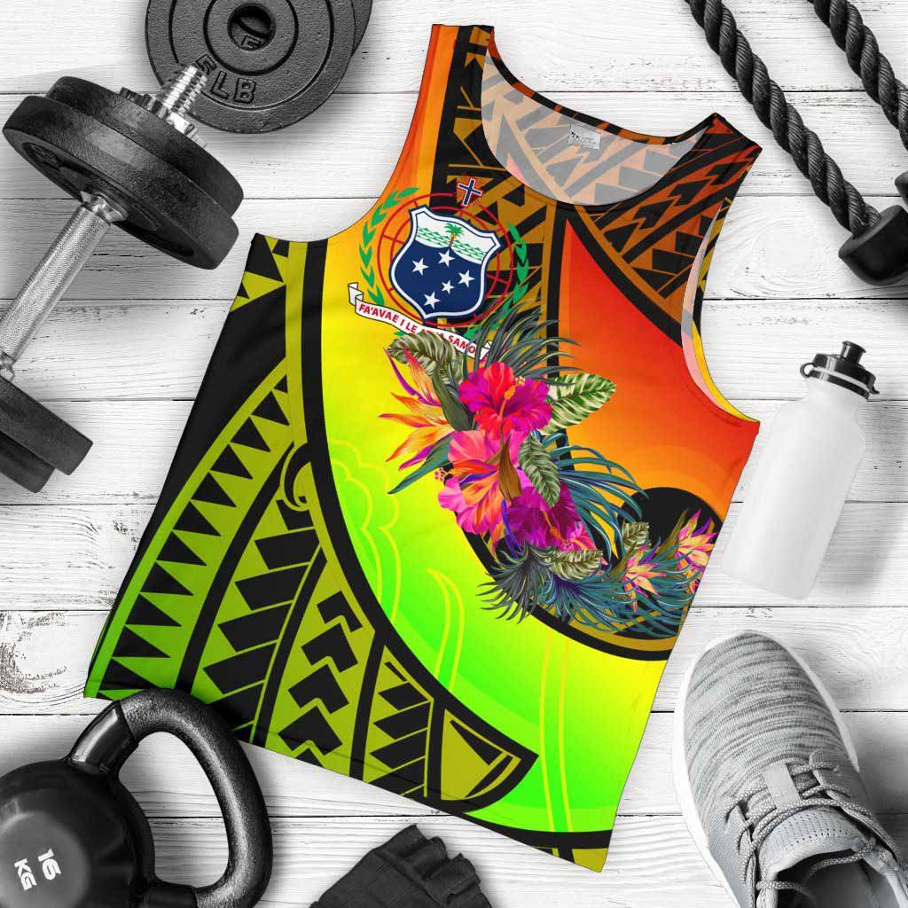 Samoa Men Tank Top - Polynesian Hook And Hibiscus (Reggae)
