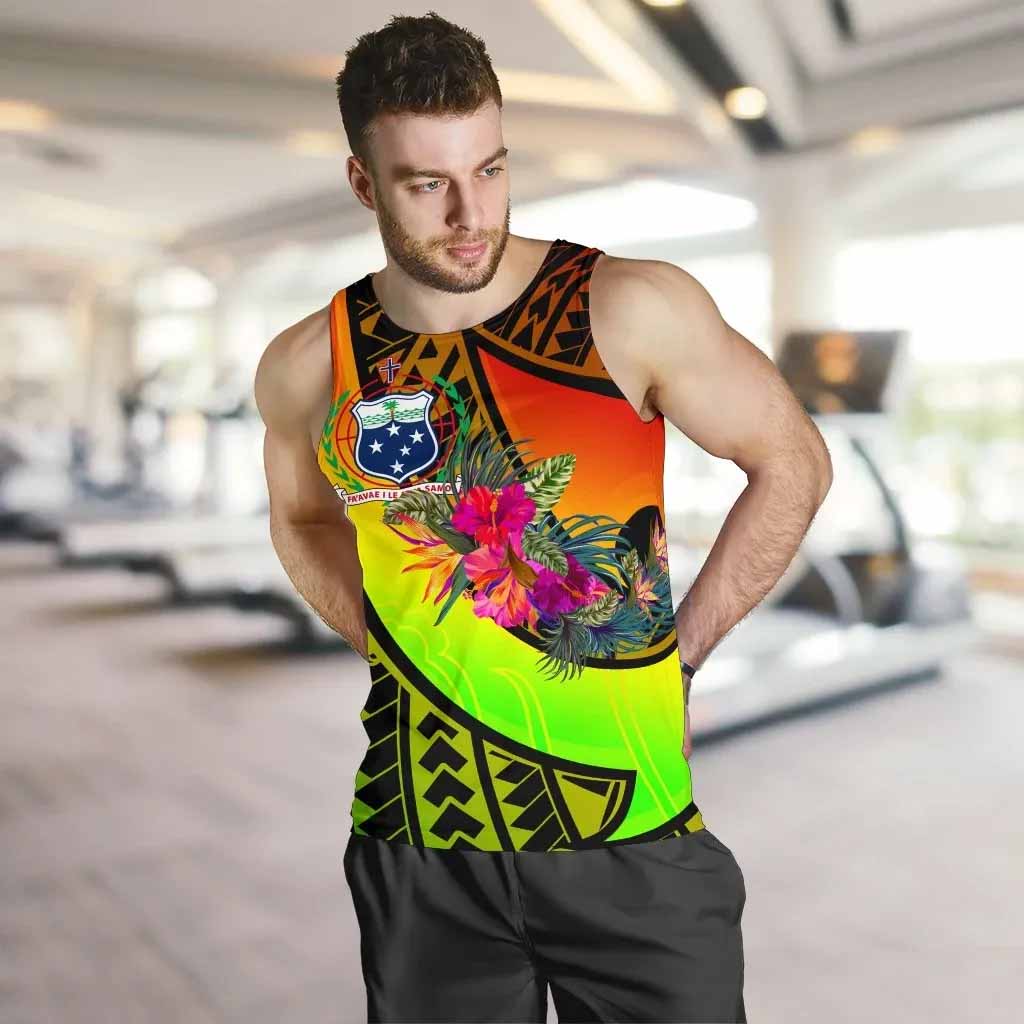 Samoa Men Tank Top - Polynesian Hook And Hibiscus (Reggae)