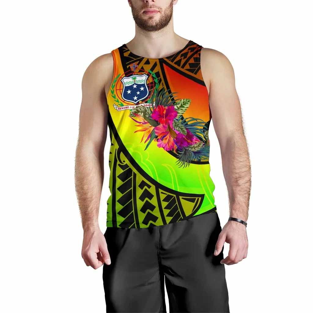 Samoa Men Tank Top - Polynesian Hook And Hibiscus (Reggae)