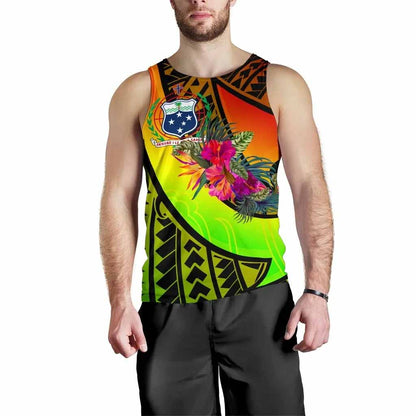 Samoa Men Tank Top - Polynesian Hook And Hibiscus (Reggae)