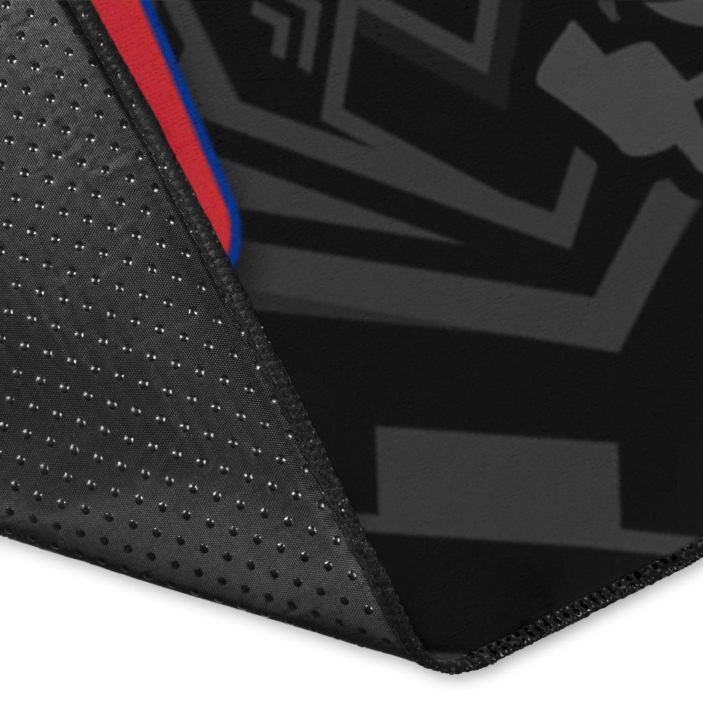 Samoa Personalised Area Rug - Samoa Seal With Polynesian Patterns In Heartbeat Style (Blue)