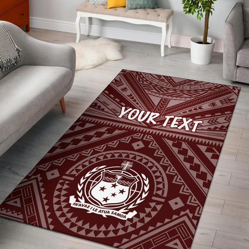 Samoa Personalised Area Rug - Samoa Seal In Polynesian Tattoo Style (Red)
