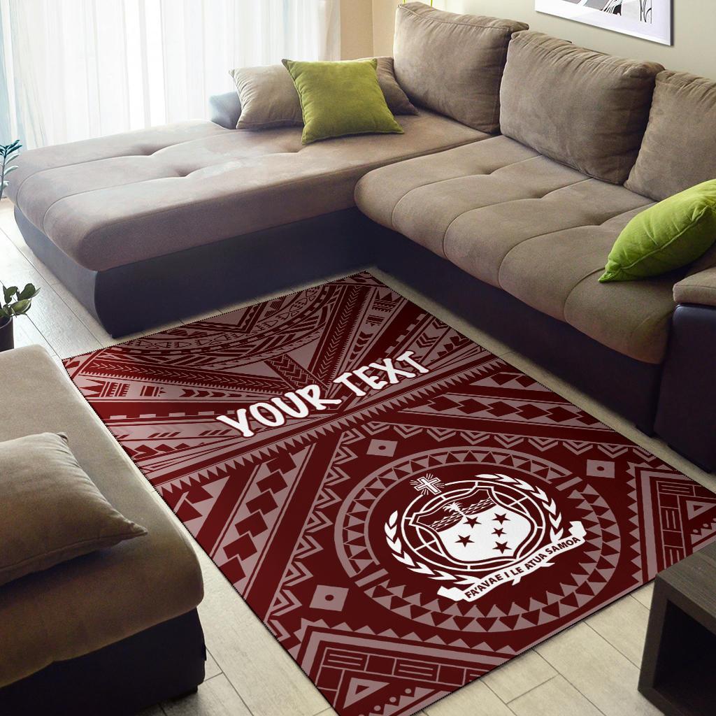 Samoa Personalised Area Rug - Samoa Seal In Polynesian Tattoo Style (Red)