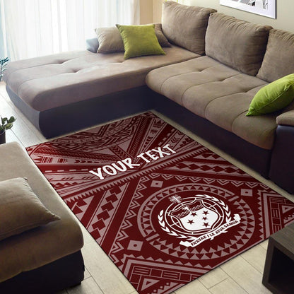 Samoa Personalised Area Rug - Samoa Seal In Polynesian Tattoo Style (Red)