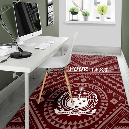 Samoa Personalised Area Rug - Samoa Seal In Polynesian Tattoo Style (Red)