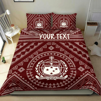 Samoa Personalised Bedding Set - Samoa Seal In Polynesian Tattoo Style (Red)