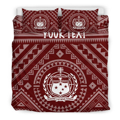 Samoa Personalised Bedding Set - Samoa Seal In Polynesian Tattoo Style (Red)
