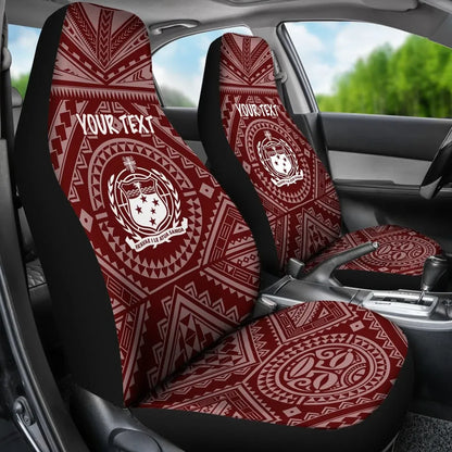Samoa Personalised Car Seat Covers - Samoa Seal In Polynesian Tattoo Style (Red)