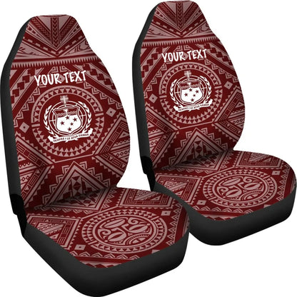 Samoa Personalised Car Seat Covers - Samoa Seal In Polynesian Tattoo Style (Red)