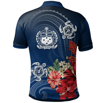 Samoa Personalised Custom Polo Shirt -  Flower And Turtle