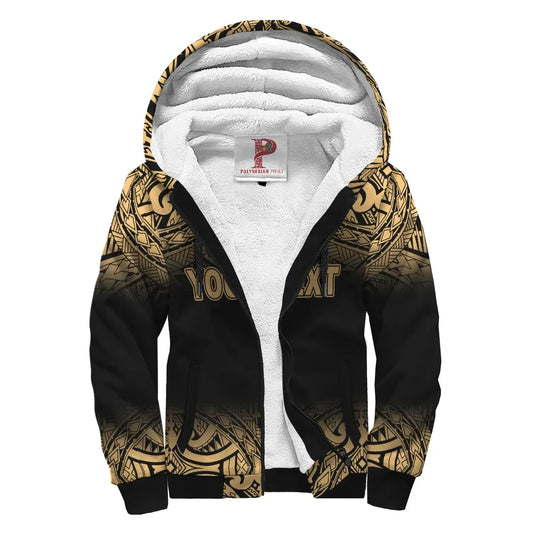 Samoa Personalised Custom Polynesian Sherpa Hoodie - Fog Gold