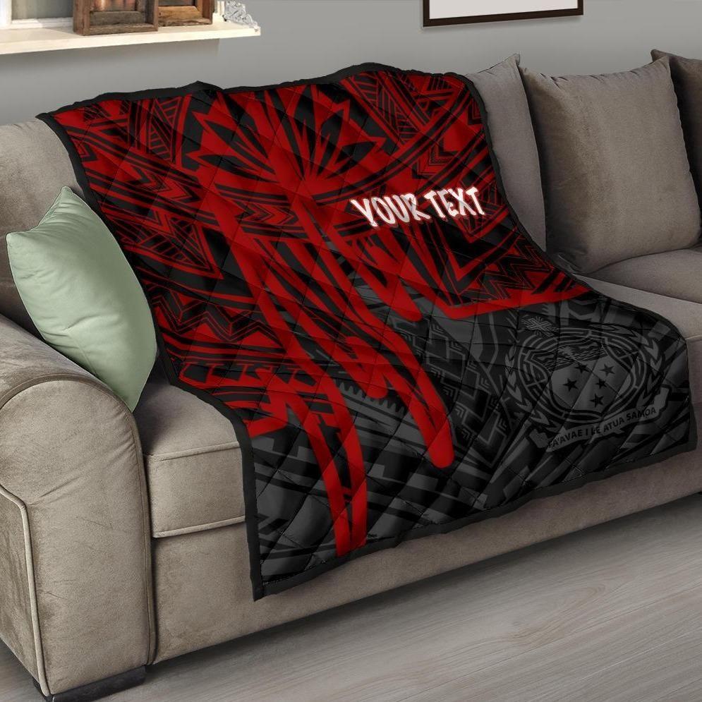 Samoa Personalised Premium Quilt - Samoa Seal With Polynesian Pattern In Heartbeat Style (Red)