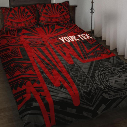 Samoa Personalised Quilt Bed Set - Samoa Seal With Polynesian Pattern In Heartbeat Style (Red)