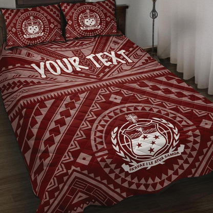 Samoa Personalised Quilt Bed Set - Samoa Seal In Polynesian Tattoo Style (Red)