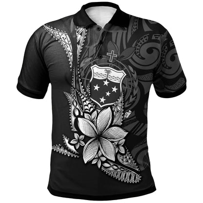 Samoa Polo Shirt - Fish With Plumeria Flowers Style