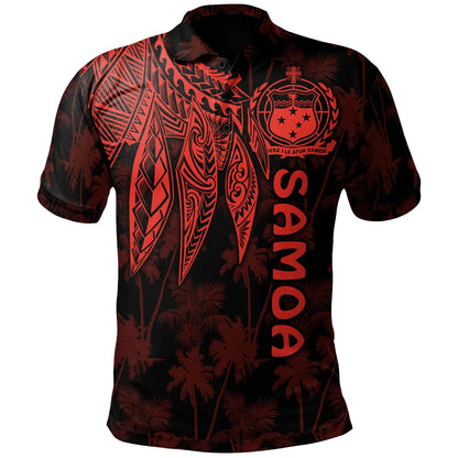 Samoa Polo Shirt - Polynesian Wings (Red)
