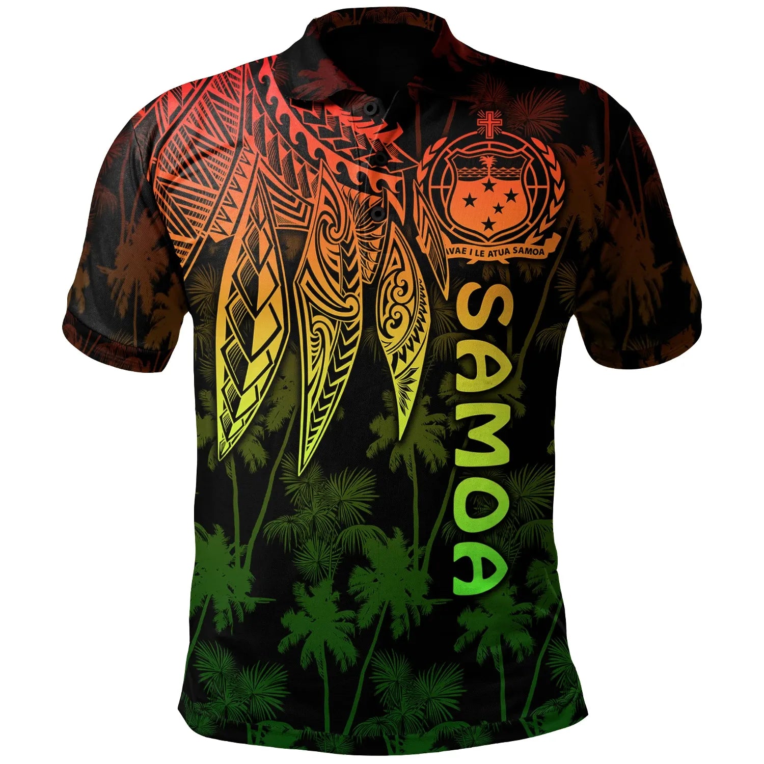 Samoa Polo Shirt - Polynesian Wings (Reggae)