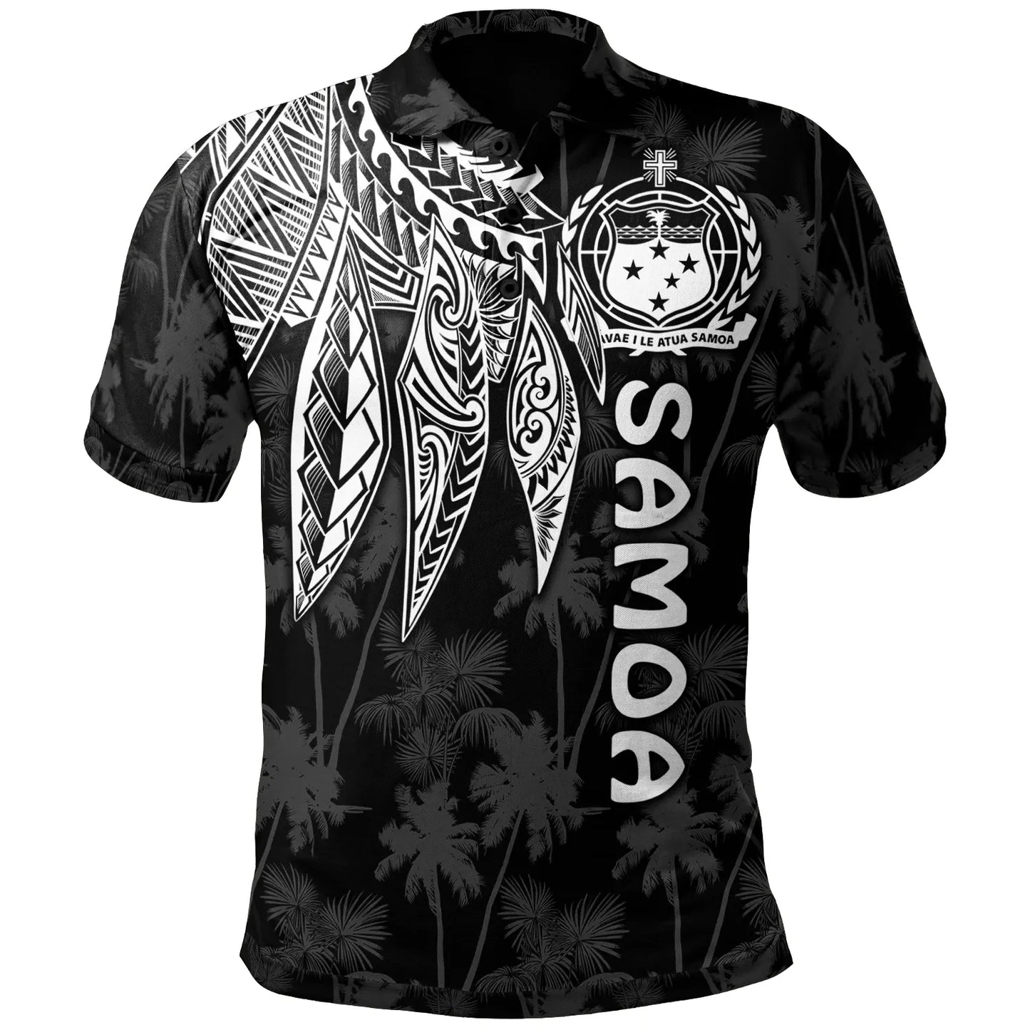 Samoa Polo Shirt - Polynesian Wings (White)
