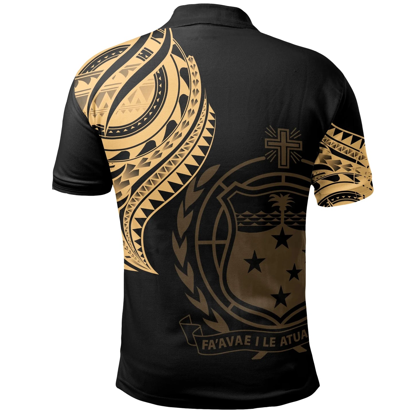 Samoa Polo Shirt - Samoan Tatau Gold Patterns With Coat Of Arms