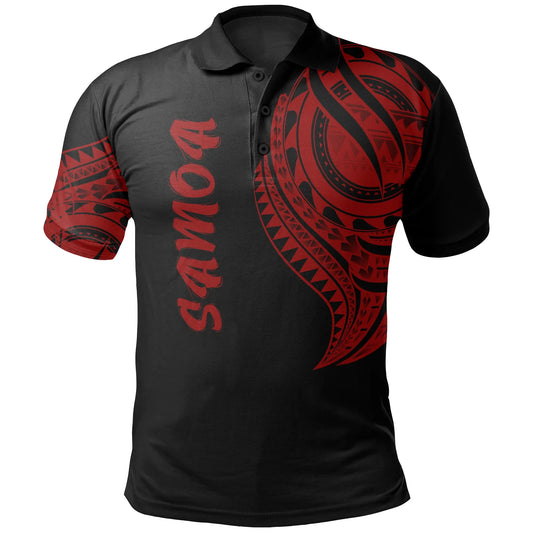 Samoa Polo Shirt - Samoan Tatau Red Patterns