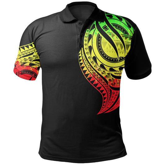 Samoa Polo Shirt - Samoan Tatau Reggae Patterns With Coat Of Arms