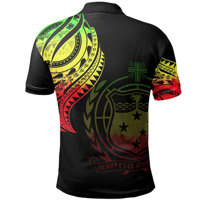 Samoa Polo Shirt - Samoan Tatau Reggae Patterns With Coat Of Arms