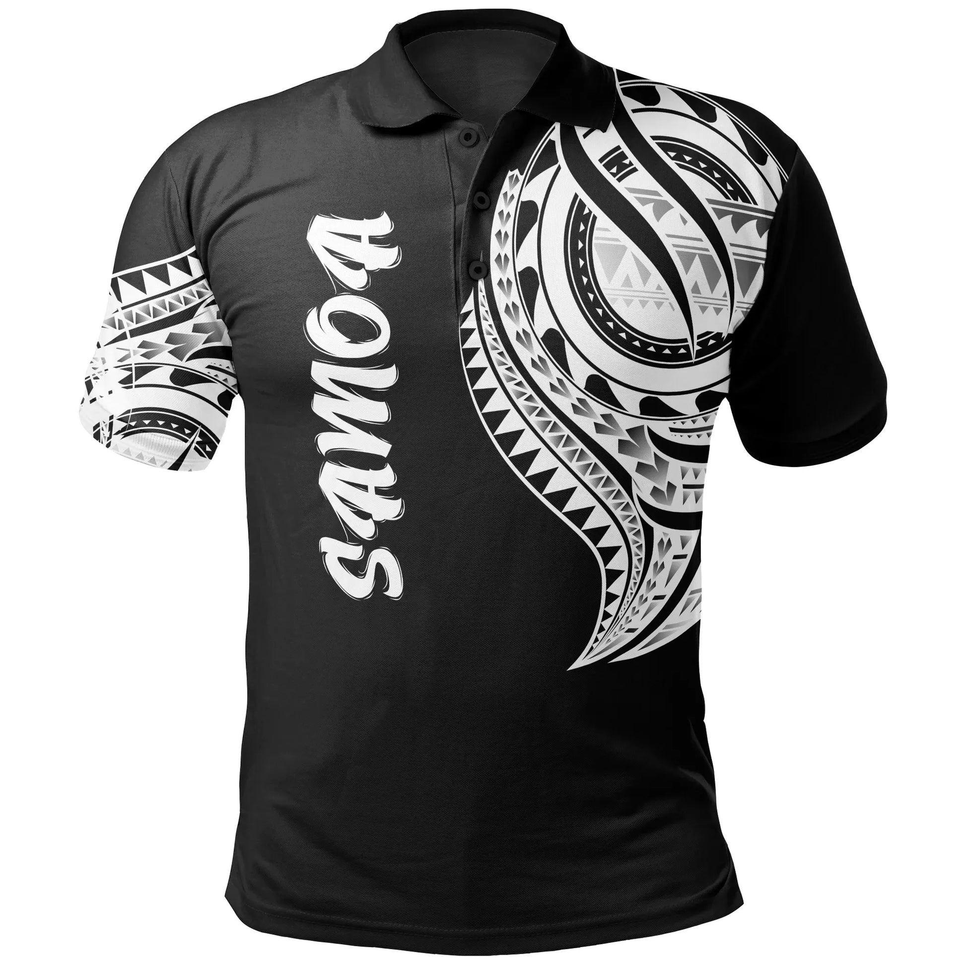 Samoa Polo Shirt - Samoan Tatau White Patterns