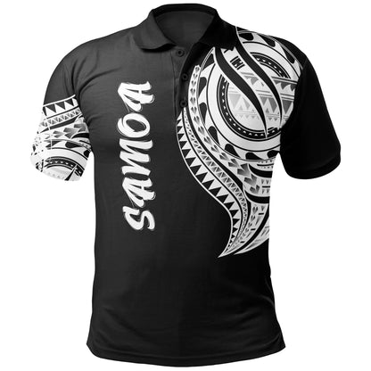 Samoa Polo Shirt - Samoan Tatau White Patterns