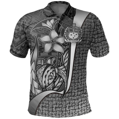 Samoa Polo Shirt White - Turtle with Hook