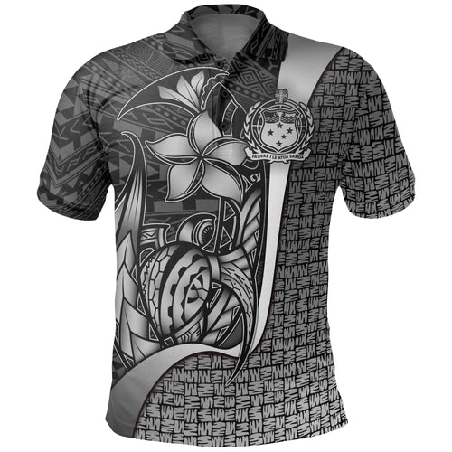 Samoa Polo Shirt White - Turtle with Hook