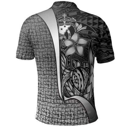 Samoa Polo Shirt White - Turtle with Hook