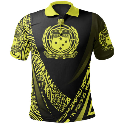 Samoa Polo Shirt - Yellow Polynesian Patterns Sport Style