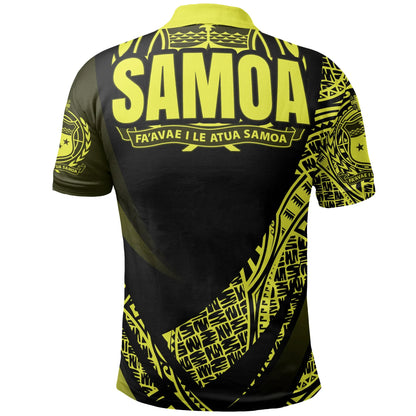 Samoa Polo Shirt - Yellow Polynesian Patterns Sport Style