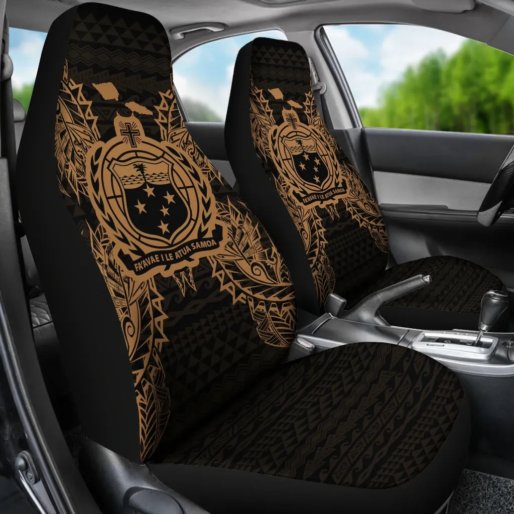 Samoa Car Seat Cover - Samoa Coat Of Arms Map Gold