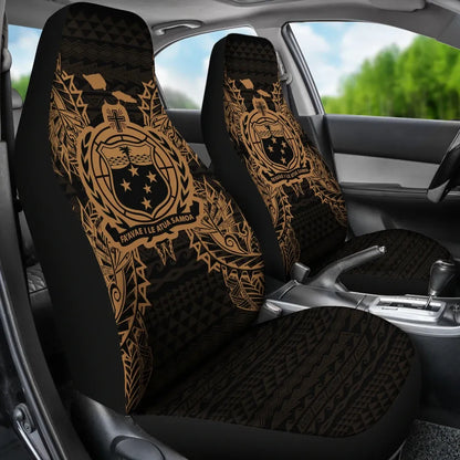 Samoa Car Seat Cover - Samoa Coat Of Arms Map Gold