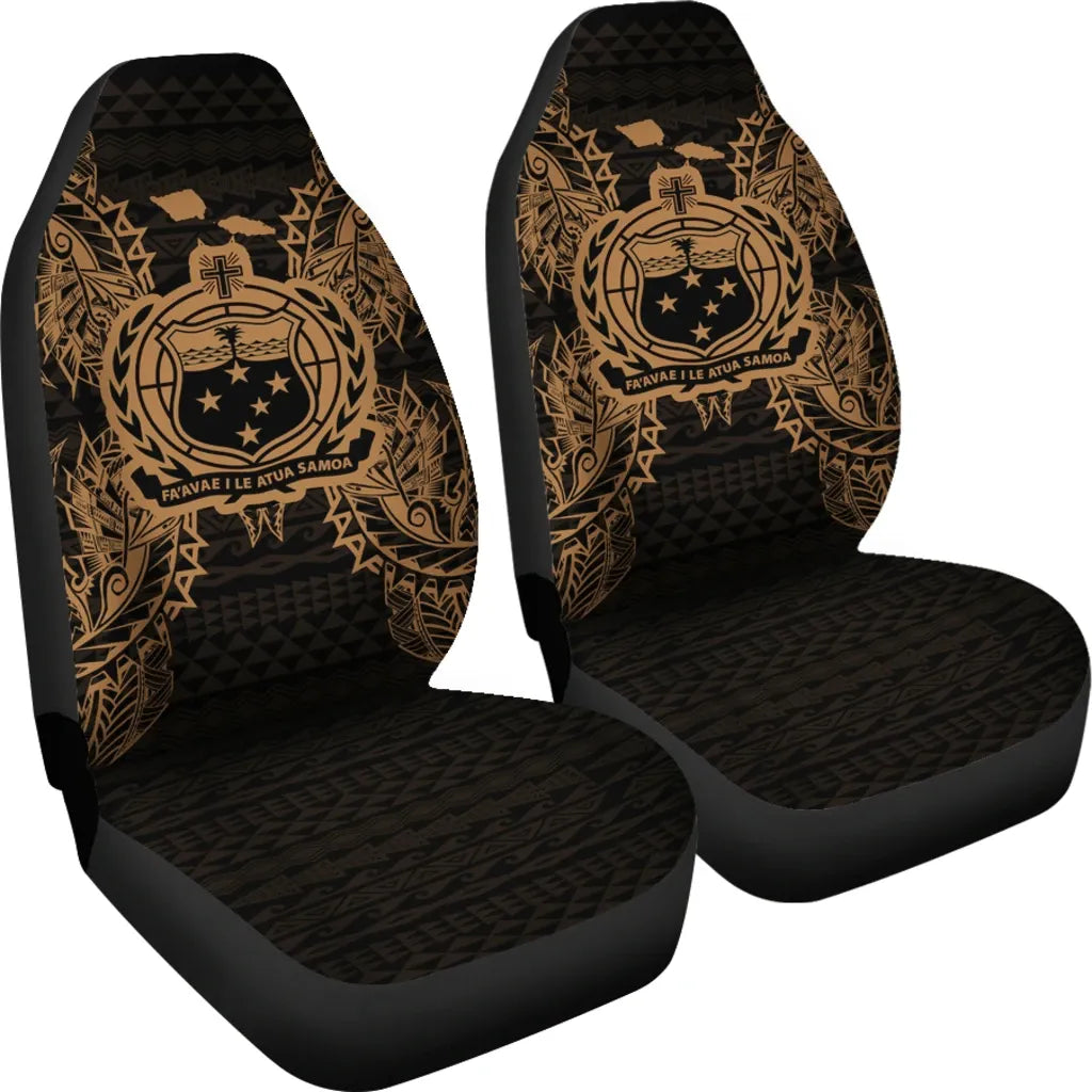 Samoa Car Seat Cover - Samoa Coat Of Arms Map Gold