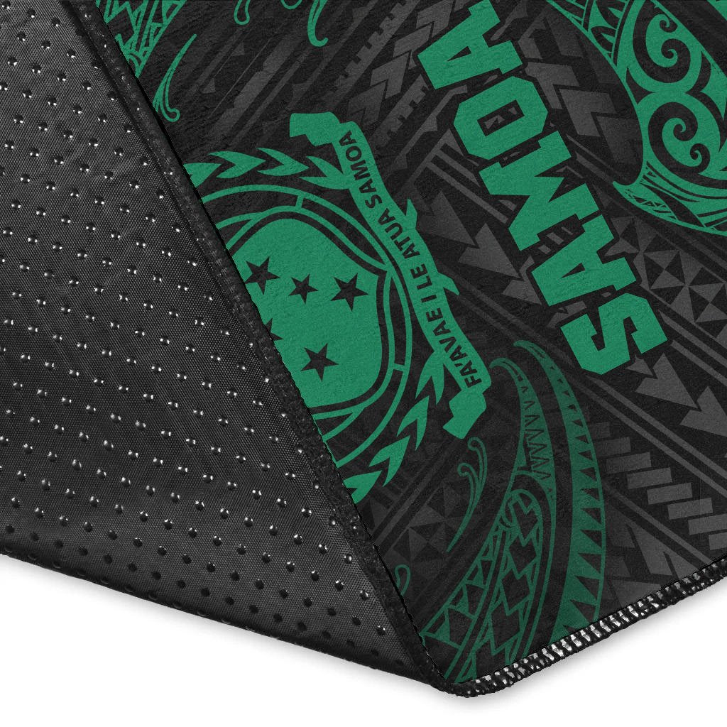 Samoa Polynesian Area Rug - Green Tribal Wave