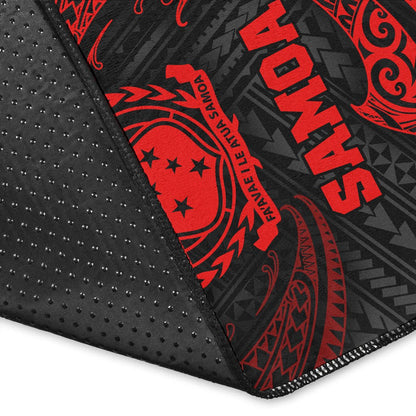 Samoa Polynesian Area Rug - Red Tribal Wave