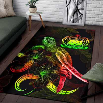 Samoa Polynesian Area Rugs - Turtle With Blooming Hibiscus Reggae
