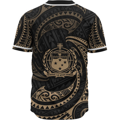 Samoa Polynesian Baseball Shirt - Gold Tribal Wave