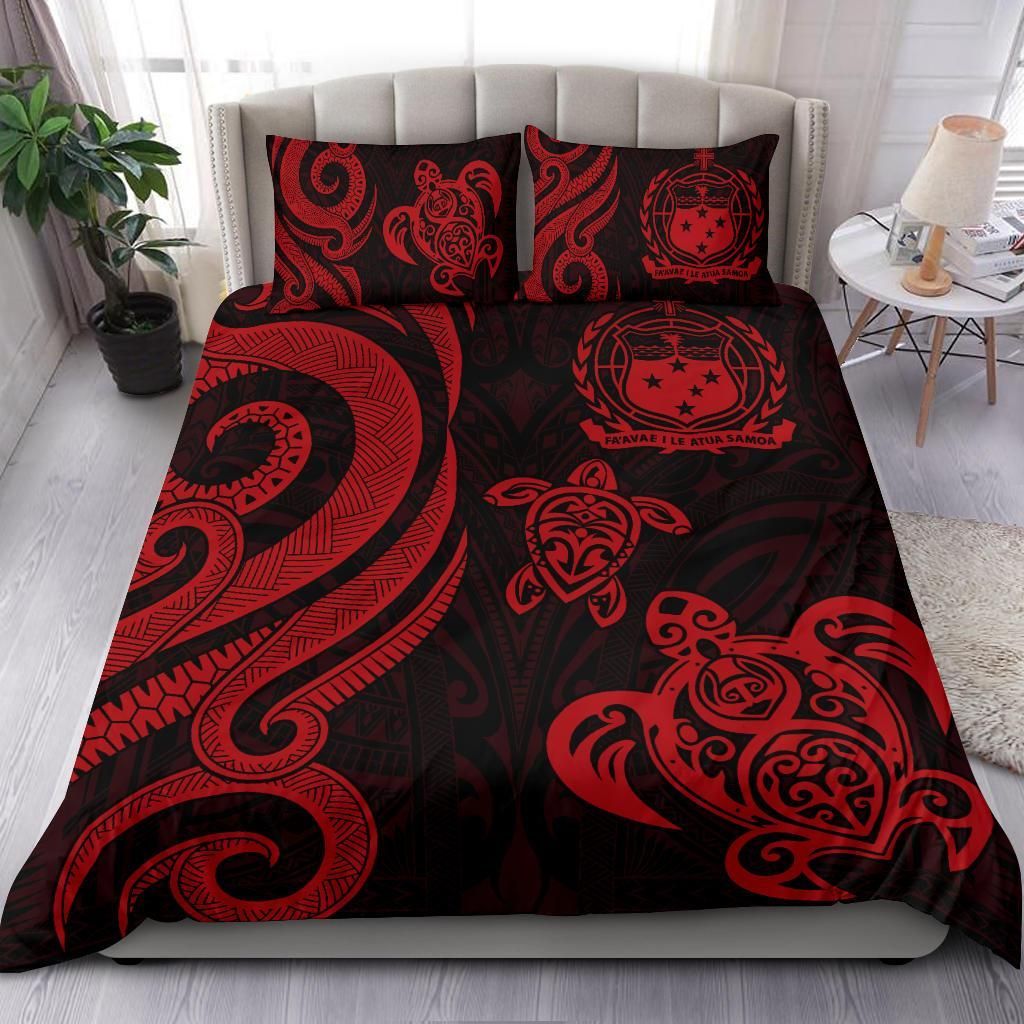 Samoa Polynesian Bedding Set - Red Tentacle Turtle