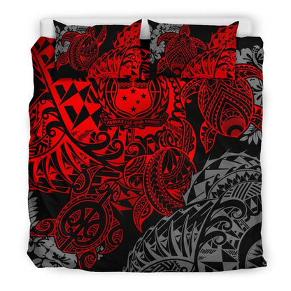 Polynesian Duvet Cover - Samoa Bedding Set - Red Turtle Flowing